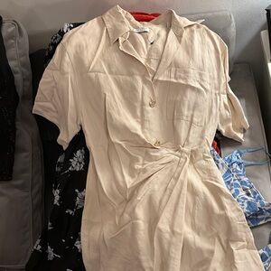 Cream Button-Up Dress